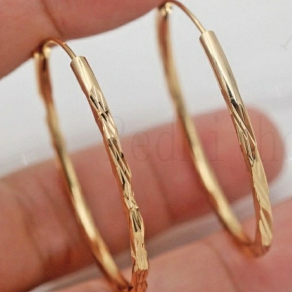 Jewelry - New 18k Gold Hoop round Earrings ear ring